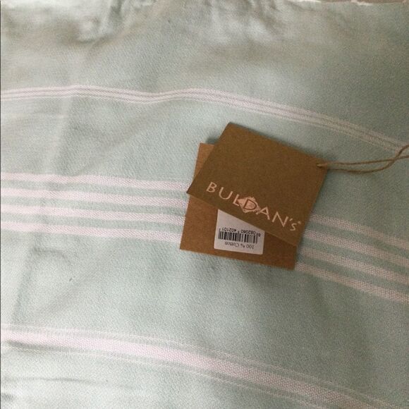 NWT beach blanket aqua, white, fringe - Picture 7 of 8